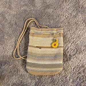 the Sak hand crocheted pastel drawstring bag